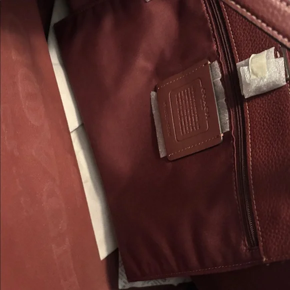 Coach CC050 Pebble Leather Cameron Large shopper Tote Shoulder Bag Burgandy NWT - Picture 9 of 12